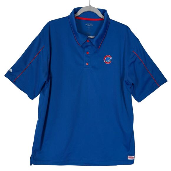 Stitches Chicago Cubs Polo Shirt Men's Large Blue Shorts Sleeve Performance - Picture 1 of 15